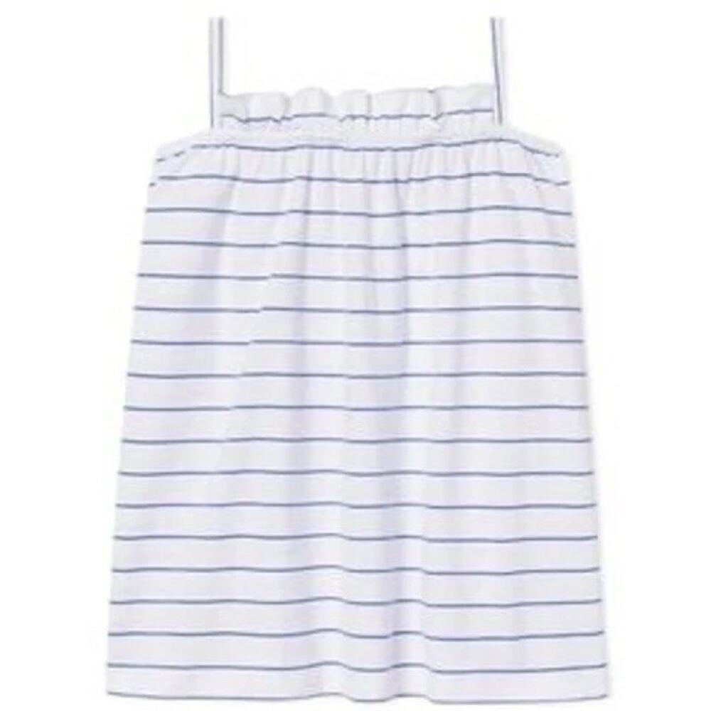 LAKE Striped Ruffle Cami Pajama Tank Top Lavender White Pima Cotton Breathable